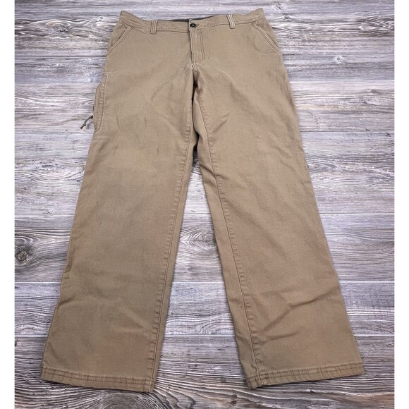 G.H. Bass Beige Canvas Work Pants 36/30 Fits 38/29 Stretch Casual Outdoor - Picture 1 of 16